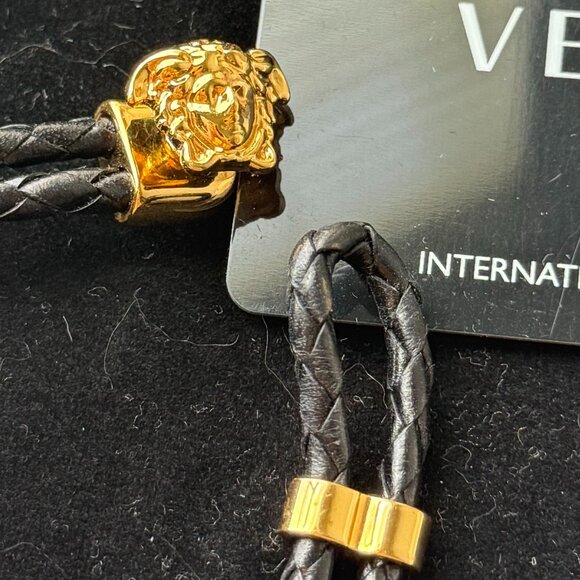 EUC VERSACE Medusa Leather Gold Tone Bracelet with authentication card - Picture 4 of 4